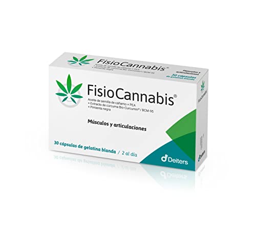 DEITERS - Fisiocannabis Complemento Alimenticio, Antiinflamatorio y Analgésico, para Dolor, Aceite de Cáñamo, Antiinflamatorio Articulaciones, 30 Cápsulas
