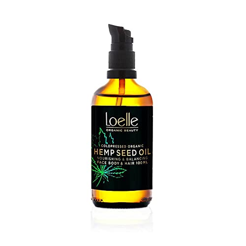 Loelle - Aceite de Semilla de Cáñamo 100% Natural, Tratamiento Antioxidante con Q10 que Previene Signos de Envejecimiento, Aceite de Cáñamo Prensado en Frío con Dispensador de Bomba, Orgánico, 100ml