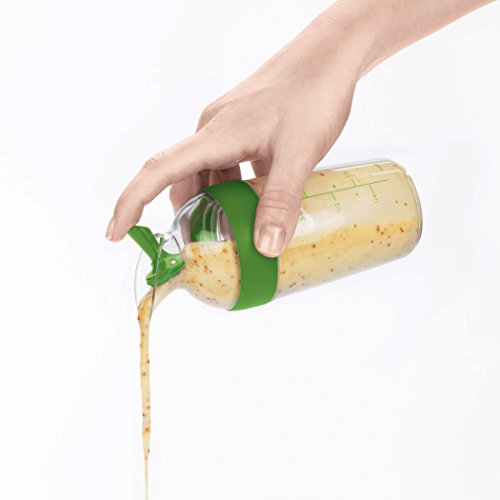 OXO Good Grips, Dispensador pequeño de aliño para ensaladas con dosificador, 250 ml, color verde
