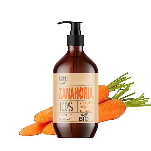 Qknatur - ACEITE DE ZANAHORIA 250 ml - 100% Puro y Natural - Bronceador solar natural - Hidrata y Rejuvenece la piel - Repara el cabello